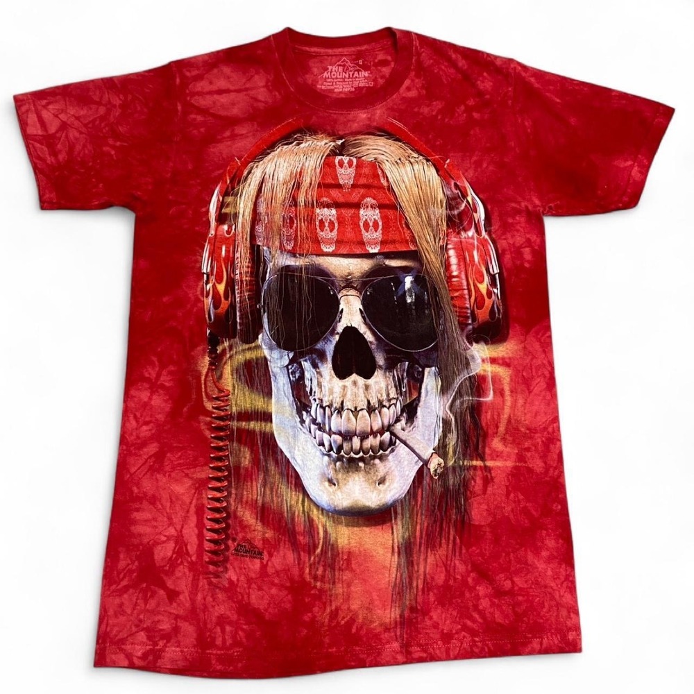 The‎ Mountain Red Tie Dye DJ Skull Graphic T-Shirt S